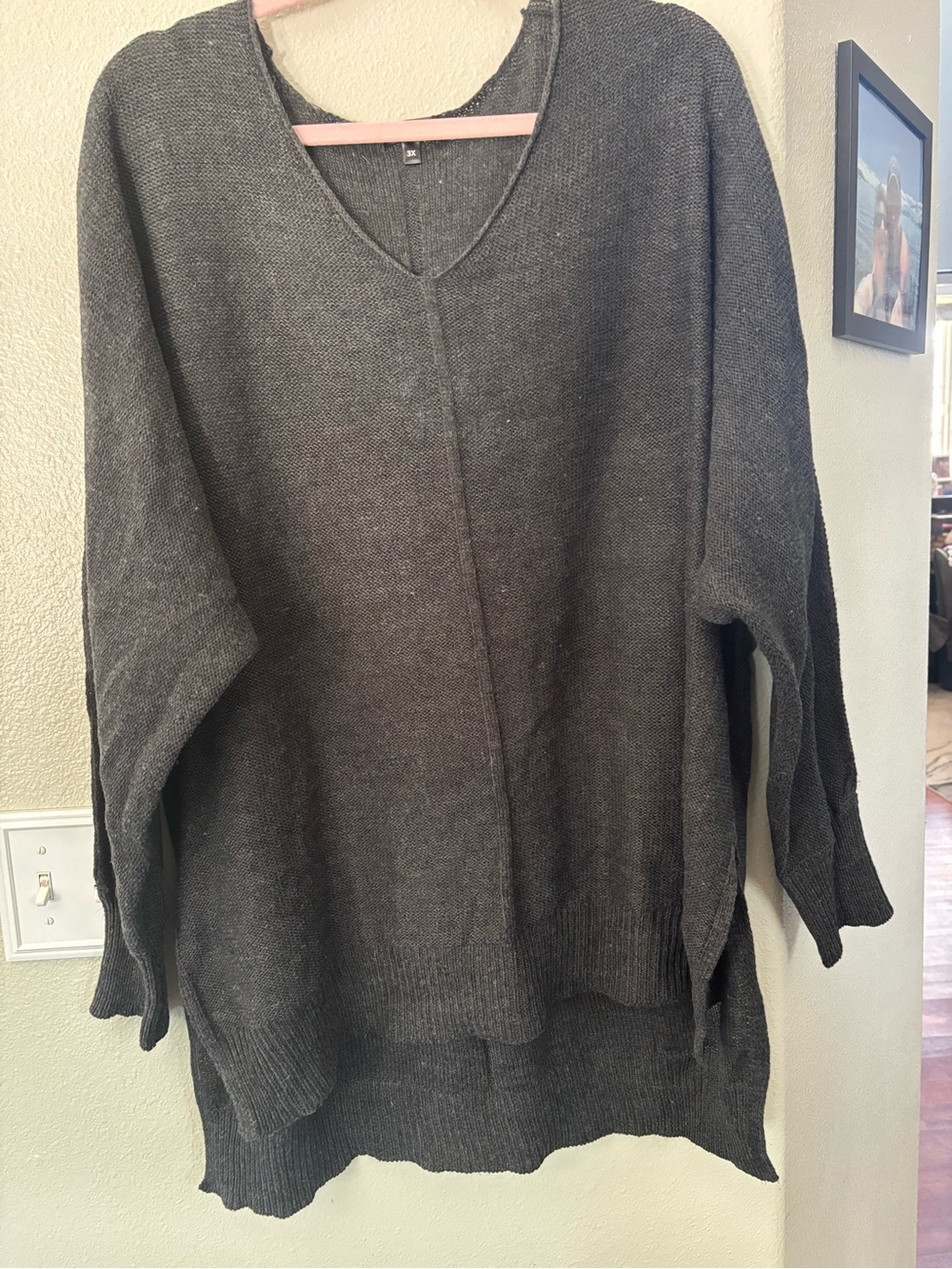 Women's Charcoal V-Neck Knit Sweater